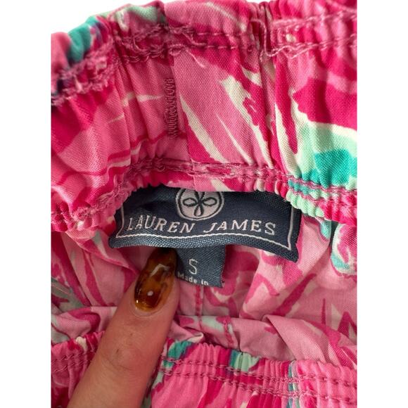 Lauren James Women’s Shorts Pink Tulip Print Elastic-Drawstring Waist Small NWOT - Picture 7 of 7
